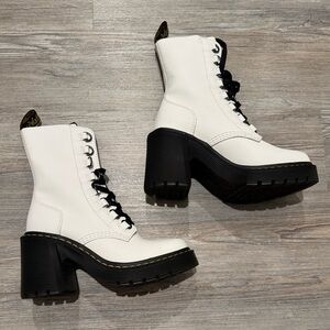 Dr. Martens White Lace Up Boots with Chunky Platform